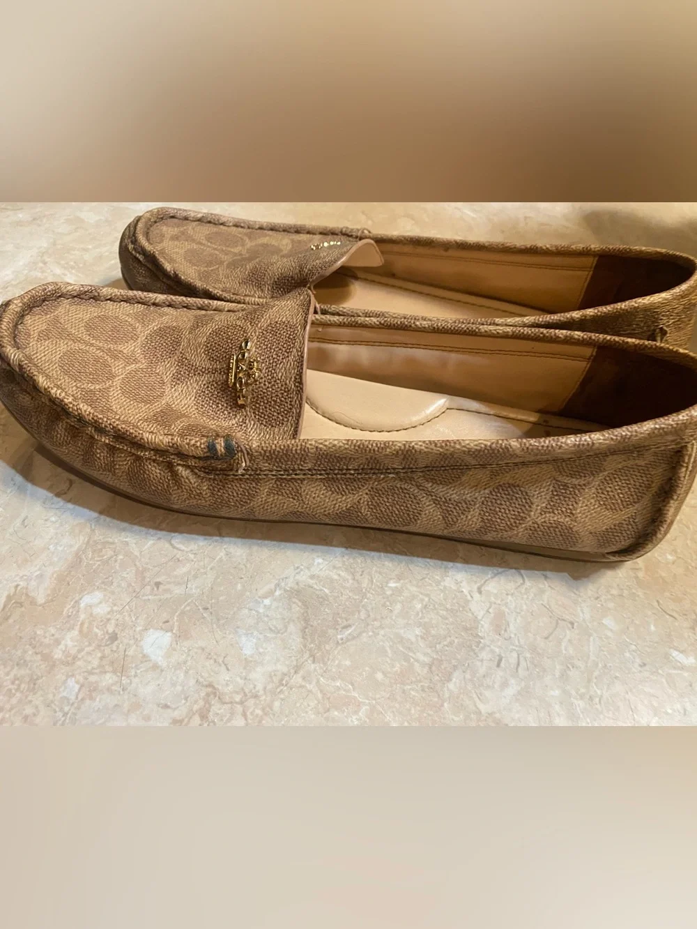 Coach Brown Signature Leather Slip-On Loafers - Picture 2 of 8